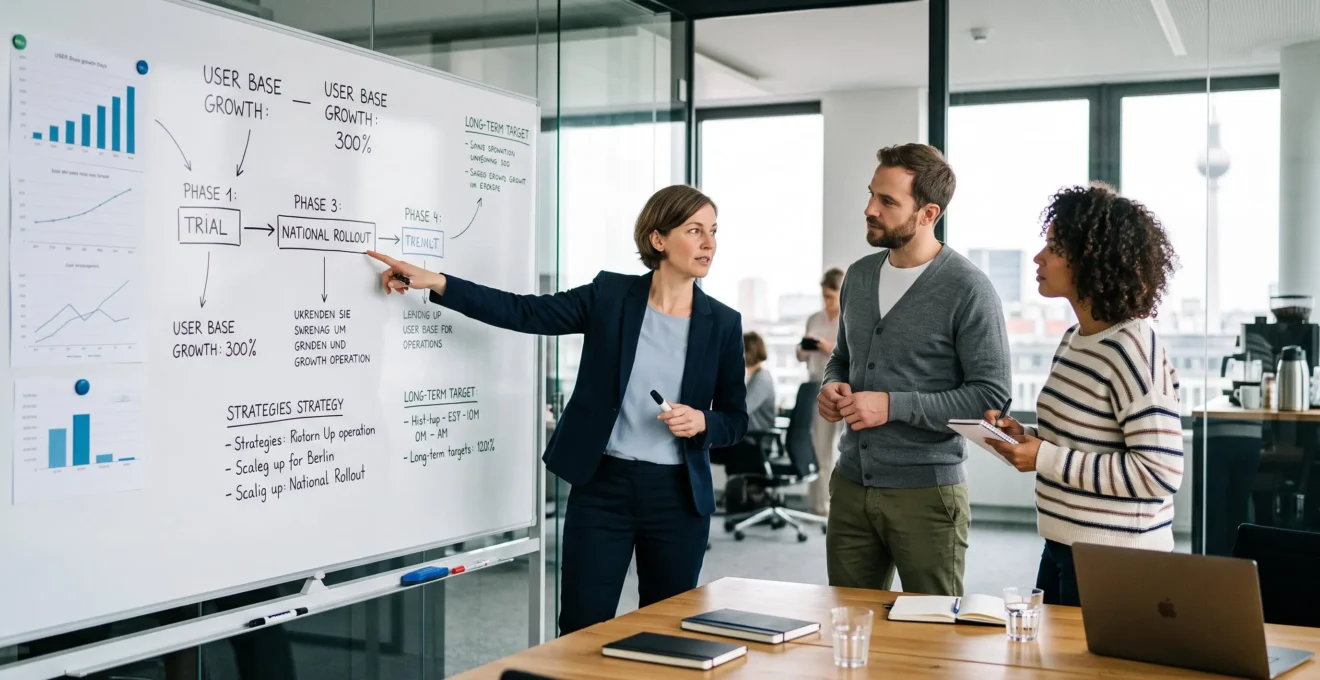 Équipe de professionnels planifiant la croissance et l'implantation d'une entreprise en Allemagne.